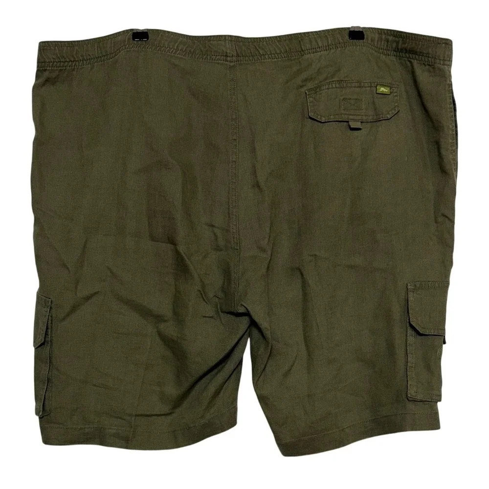 Tommy Bahama Shorts Mens XL 48X10 Green Cargo Linen Elastic Waist Pull On Beachy